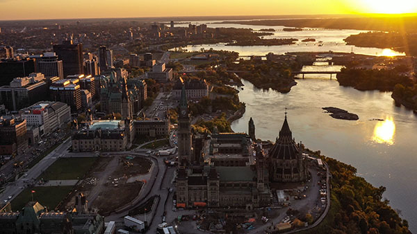 Aerial view of Parliament Hill, Ottawa